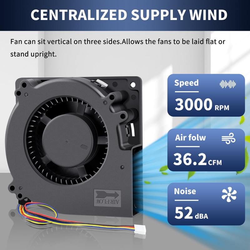 Wathai 120mm x 32mm Dual Ball Brushless Blower Fan 12V