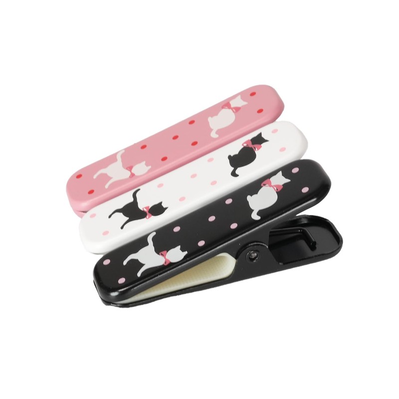 HYOTANDO Kimono Clip (Large) Cat Pattern, 3 Colors, Set of