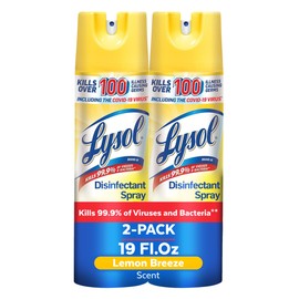Lysol Lysol Disinfectant Spray, Sanitizing and Antibacterial Spray, For Disinfecting and Deodorizing, Lemon Breeze, 19 Fl Oz (Pack of 2), Packaging May Vary