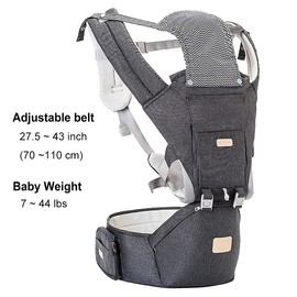 Babytrage, 6-in-1 Babytrage für Neugeborene ab Geburt, Baby Trage mit Ergonomische Hüftsitz, Verstellbar Kindertrage bis 20kg, Baby tragetasche Bauchtrage Rückentrage, Grau