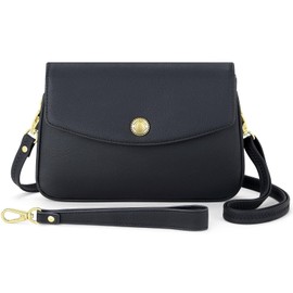 Peacocktion Crossbody Bag for Women Trendy Small PU Leather Cross Body Purse Shoulder Wristlet for Travel Black