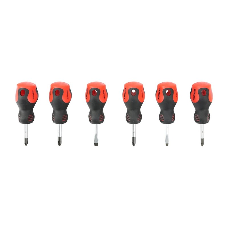 TIMCO Stubby Screwdriver Set - Assorted Sizes - 6 Screwdrivers