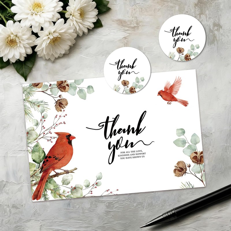 C2U 24 Pack Funeral Thank You Cards with Envelopes &