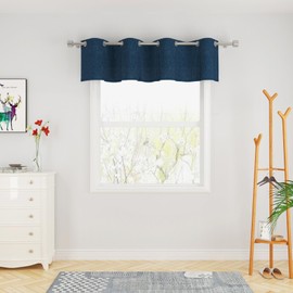 Valance Curtains 18 inches Long Kitchen Short Small Mini Linen Textured Living Room Navy Blue Bedroom Window Curtain Toppers Valance 1 Panel Grommet Top 54"x18"