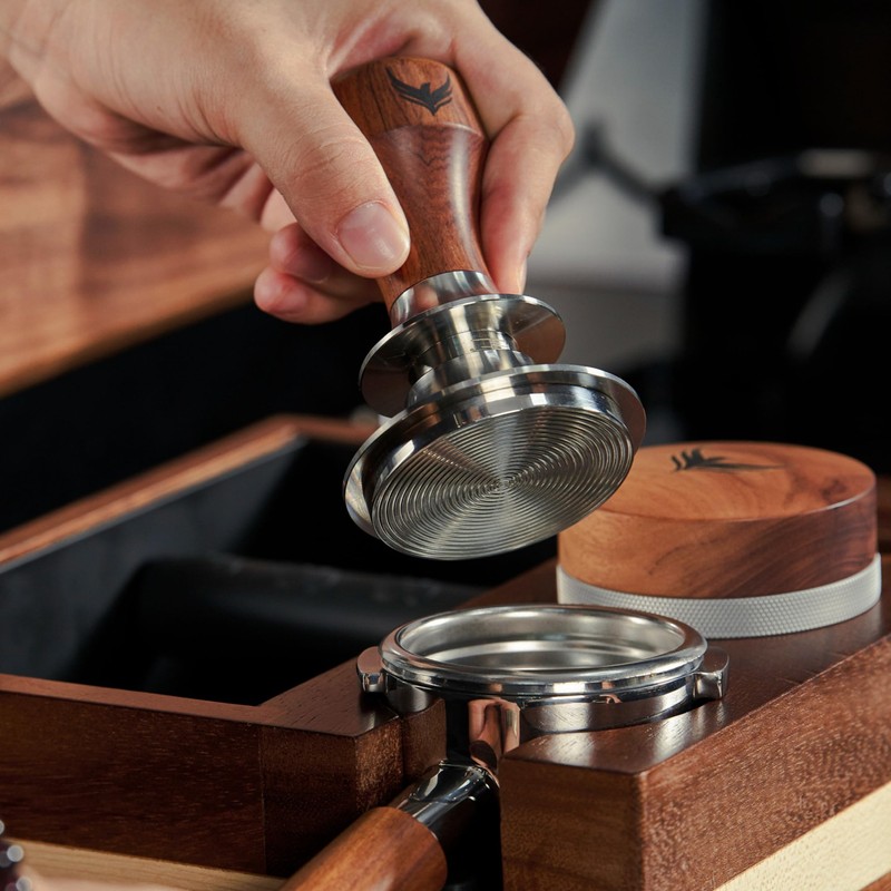 54mm Espresso Tamper for Breville Machine Rosewood KNODOS Auto Leveling,
