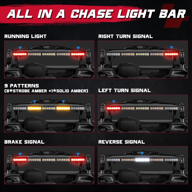 OFFROADTOWN 30'' LED Chase Light with Turn Signal Reverse &