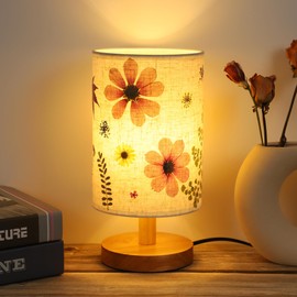 WSYEAR Dried Flower LED Table Lamp, Birthday Multi-Way Dimmable Natural Pressed Flower Desk Lamp with Wooden Stand Christmas for Bedroom, Living Room, Office