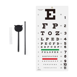 AISITESY Snellen Eye Chart with Fixing Stickers, 11 x 22 Inch Eye Charts for Eye Examinations, Ideal for Doctor's Office, School, Home with Eye Occluder and Pointer, 4 Fixing Patches