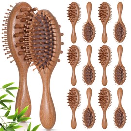 AceOrbit 12 Pack Sandalwood Hairbrushes Bulk Double-sided Wooden Massage Comb Bristles Paddle Brush Scalp Massage Bristles Anti Static Dreadlocks Brush for Women Men Locs Detangling Lint Removal