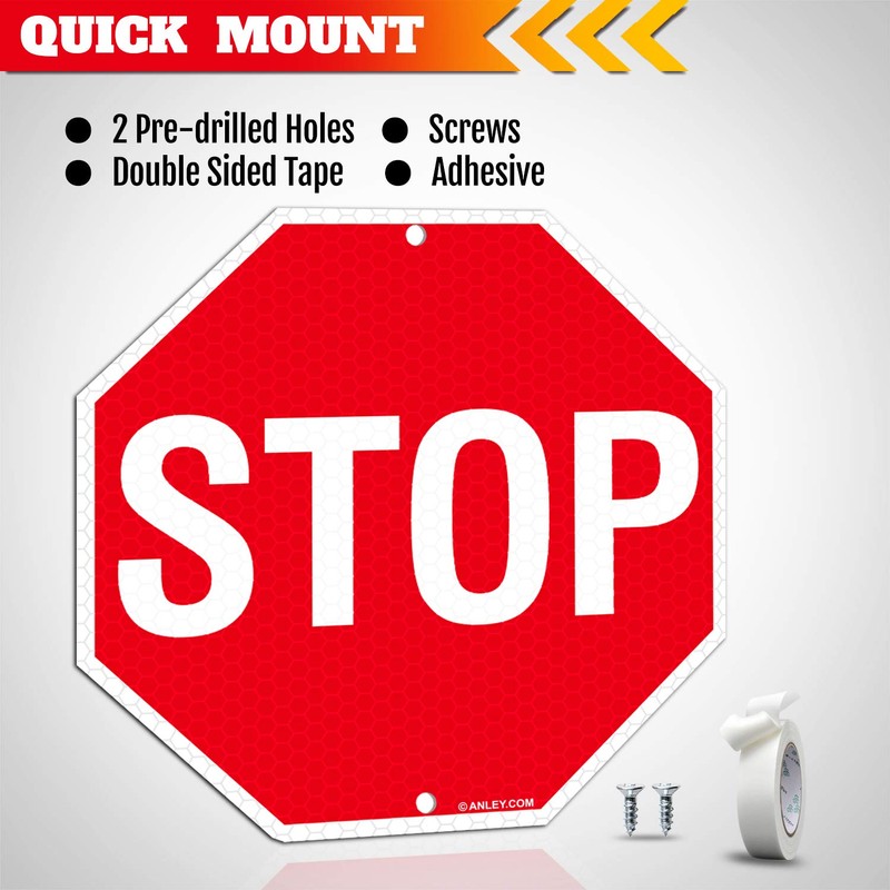 ANLEY Stop Sign 12 x 12 Inch - Diamond Quality