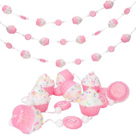 Christmas Concepts® 1.5m (4ft 9") Sparkly Cupcake Garland With Sprinkles & Iridescent Glitter - Candy Theme Birthday/Christmas Decorations