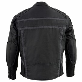 Milwaukee Leather MPM1740 Men's Black Vented Textile Jacket with Reflective Stripes - X-Large