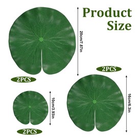 Sliverdew 6 Pcs Floating Lily Pads for Ponds, Realistic Lily Pads Leaves, Artificial Lotus Leaves Decorative Floating Foam Lotus Leaves for Koi Fish Pool Patio Aquarium
