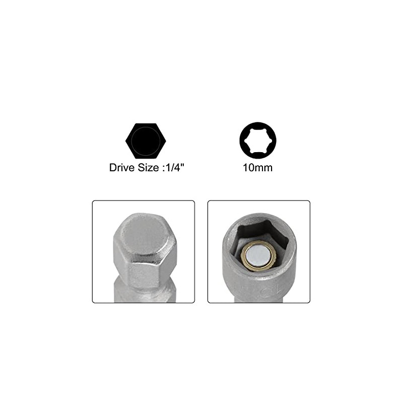 uxcell 1/4" Quick-Change Hex Shank 10mm Magnetic Nut Setter Driver