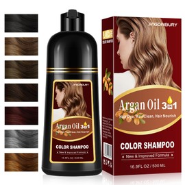 Purple Hair Dye Shampoo Made with Argan Oil, Natural & Long-Lasting Hair Color Shampoo for Gray Hair, Semi-Permanent Hair Color Kit for All Hair Types, Women & Men, Salon-Quality Color, Easy to Use