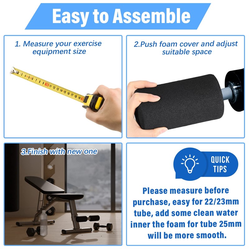 Deekin 4 Pcs Foam Foot Pad Rollers Buffer Tube Cover