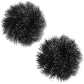 Canfon Lavalier Microphone windproof Sweater Cover 2 Pack Lapel Microphone 0.2 Inch Furry Windproof Windscreen Black