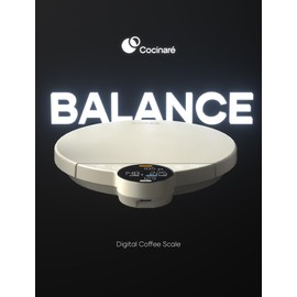 Cocinare Balance Digital Coffee Scale, Precision Control with Three Modes - Brewing Assist, Weighing, Competition, Digital Kitchen Scale for Coffee and Small Goods, Up to 3000g (Vintage White)