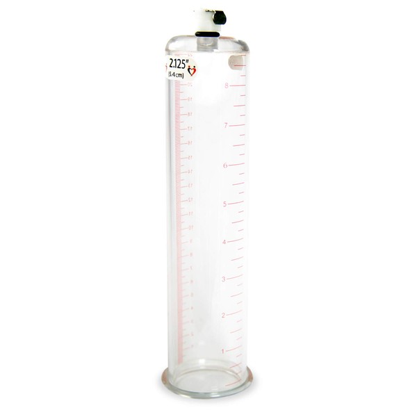 LeLuv Vacuum Cylinder for Enhancement Pumps Seamless Untapered Clear Acrylic with Measurement Marks and Locking Fitting 2.125 inch x 9 inch