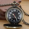 Tiong Bronze Smooth Covered Quartz Men's Pocket Watch,Luminous Arabic Numerals