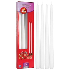 Ner Mitzvah Passover Seder Candles - 12 Hour Burn Time - European Made - Pack of 4 Taper Candles