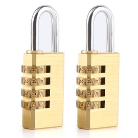 Combination Lock Small, Pack of 2 Padlock Numbers Gold Lock with Combination Code Mini Suitcase Lock Combination Lock 4 Digit Combination Locks Weatherproof for Door Suitcase Locker