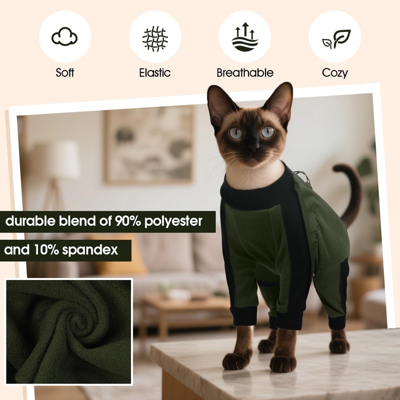 DENTRUN Cat Clothes with Anti-Shedding Fabric - Soft Recovery Suit