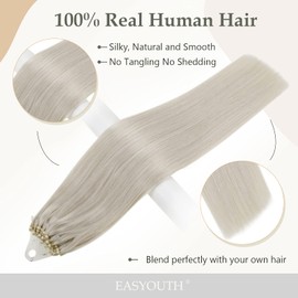 Easyouth Real Hair Micro Ring Extensions Blonde Real Hair Micro Ring Hair Extensions White Brown Micro Extensions Real Hair Remy Cold Fusion 22 Inches 50 g