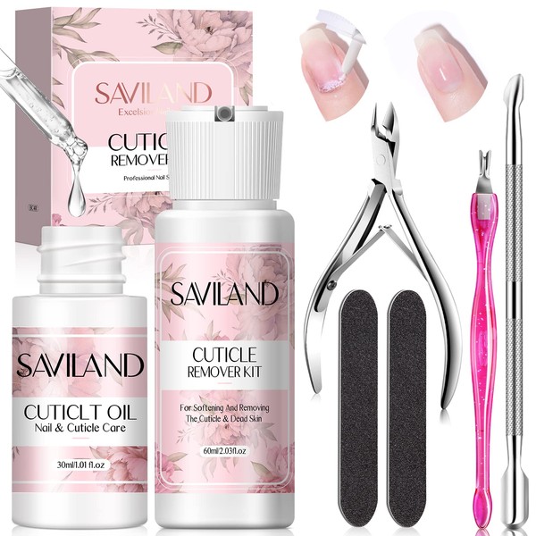 Saviland 60 ml Cuticle Remover Liquid: Cuticle Remover Tools Set
