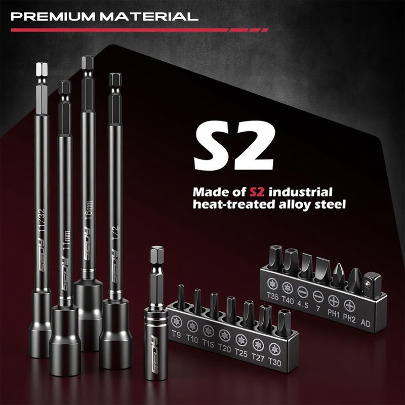 Nut Driver Impact Bit Set - 31-Piece Magnetic Socket Impact
