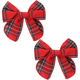 2pcs Cute Bows Hair Clips,UHOMENY Linen Plaid Bow Hairpins Hair Accessories for Girls Women Christmas Red Green Bowknot Hair Styling Clips Hair Barrettes (Checkered)