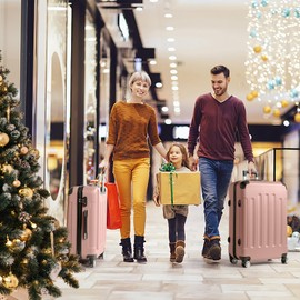 Karl home Karl home 3-Piece Luggage Set Travel Lightweight Suitcases with Rolling Wheels, TSA lock & Moulded Corner, Carry on Luggages for Business, Trip, Rose Gold (20"/24"/28")