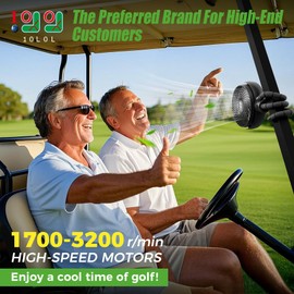 10L0L Golf Cart Fan Rechargeable with Flexible Tripod Mount - 10000mAh Battery Operated Portable Fan 360° Rotatable Head, Fits for Yamaha/EZGO/Club Car Golf Cart with LED Light