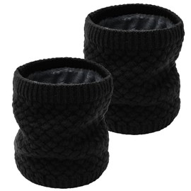 TATWOQ 2 Pcs Winter Neck Warmer Fleece Lined Knitted Neck Warmer Soft Mask Face Warmer Neck Gaiter for Women Mens Teens Windproof Gift(2, Black)
