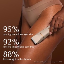 Electric Bikini Trimmer for Women - Waterproof Pubic Hair Trimmer & Facial Shaver, Rechargeable Cordless Electric Razor with Ceramic Blades, IPX7 Shower-Safe for Sensitive Skin, Gift for Her