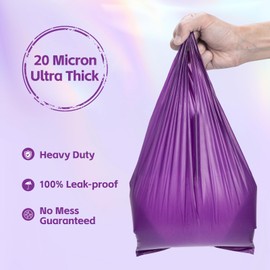 Watreeco 200 Count Scented Dog Poop Bags with Handles, 20 Micron Ultra Thick, Heavy Duty Tear Resistant Leak Proof for Yuck-Free Cleanup, in Dispenser Box, 7 x 15 Inch, Duty Doodle (Purple)