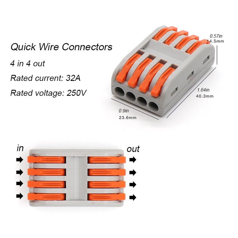 MTUERANC Compact Lever Wire Nuts Connectors - 4 Into 4