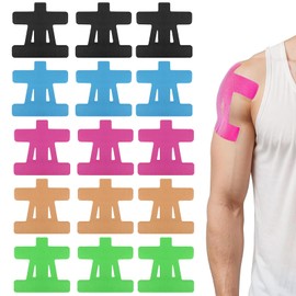 15 Pcs Kinesiology Tape Shoulder,Waterproof & Elastic Pre Cut Shoulder Tape,Shoulder Support for Body Fitness Shoulder Support Sports and Physical Relaxation (Multicolor)
