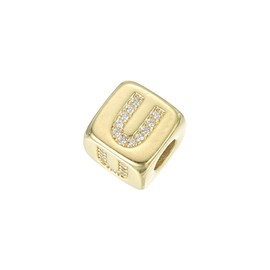 uxcell Rhinestone Letters Cube Beads, 26 Letters Dice Charm A-Z European Square Charm Alphabet U Initial Dice Bead for Pendant DIY
