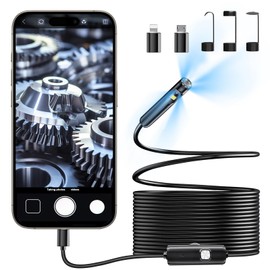Endoscope Camera with Light 1920P HD Drain Camera with 8+1 Adjustable LED Lights 16.4FT Sewer Camera Borescope IP68 Waterproof Plumbing Snake Camera for iOS/Android Inspect Pipes, Automotive, Drain