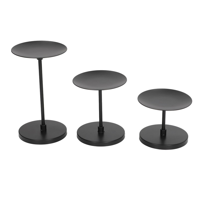3pcs Pillar Candle Holder Black Double Sided Black Piano Paint