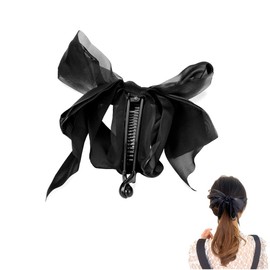 Black Hair Bows Clips for Women - Bowknot Banana Jaw Claw Clips for Ponytail Holders and Thick, Thin, Fine Hair - Birthday Christmas Gifts