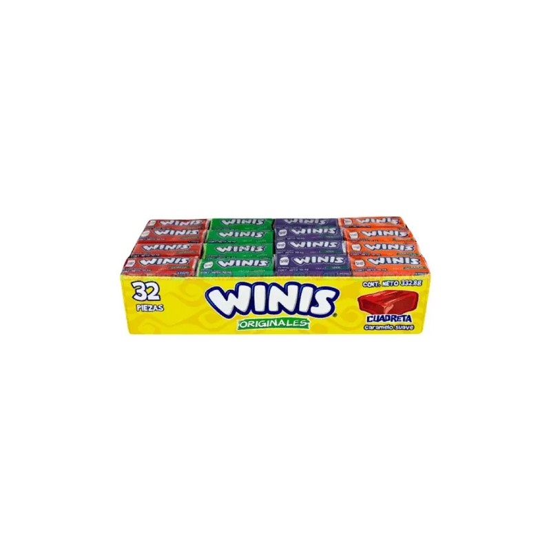 Winis Chicloso Minis Originales Caramelo Suave Dulce 32 Pz