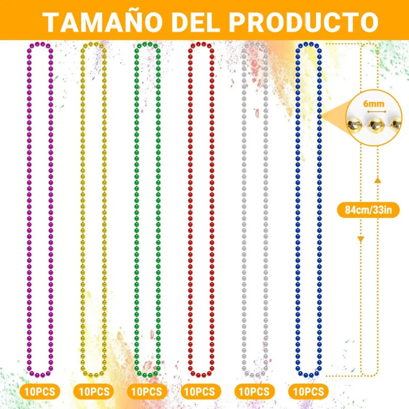 60 Collares Para Bolitas Mardi Gras Batucada Fiesta