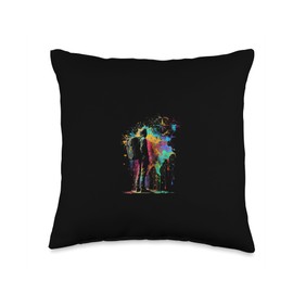 Colorful Traveler With Compass And Backpack Splash Art Perpetual Traveler Compass Throw Pillow, 16x16, Multicolor
