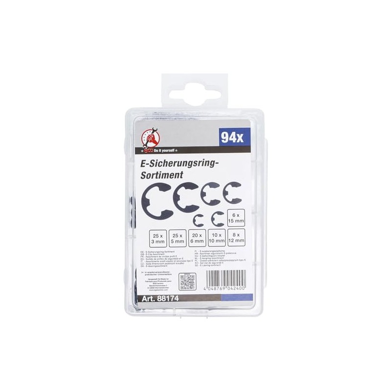 BGS Diy 88174 E-Circlip Assortment | 94 Pieces | 3