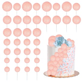 30 bolas de purpurina para tartas, bolas de espuma, mini globo, decoración para decoración de tartas para baby shower, boda, aniversario, niños, cumpleaños, graduación, fiesta, decoración de pasteles, color rosa claro