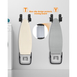 MUSVOH Ironing Board Wall Mount, Stainless Steel Ironing Board Hanger for Laundry Room, Adjustable Distance Holder Hook Wall Mount, Black