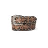 ARIAT Men's Hand-Tooled Floral Pattern Leather Belt w/Antique Silver Buckle,