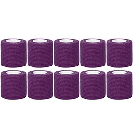 Vendaje Elástico Desechable de 10 Piezas, Vendajes Cohesivos Autoadhesivos, Vendaje Elástico Autoadhesivo Multifunción a Prueba de Golpes, Antideslizante, Correas para Manija de Tatuaje,(Púrpura)